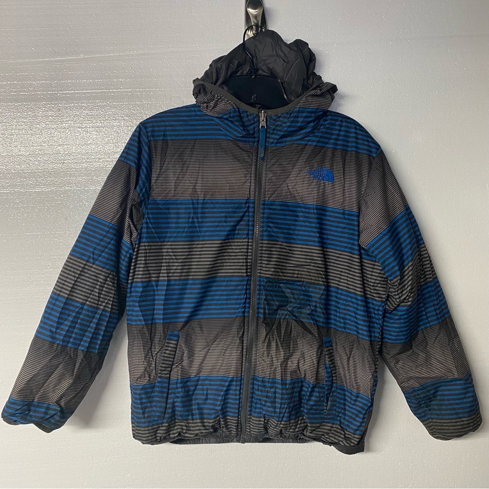 The North Face Puffer Jacket:Striped Reversible Hooded- excellent condition